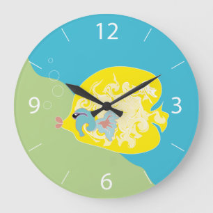 Niedlicher Fisch Große Wanduhr