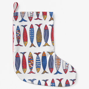 Niedlicher Fisch. Hintergrund für Kinder. Nahtlose Kleiner Weihnachtsstrumpf