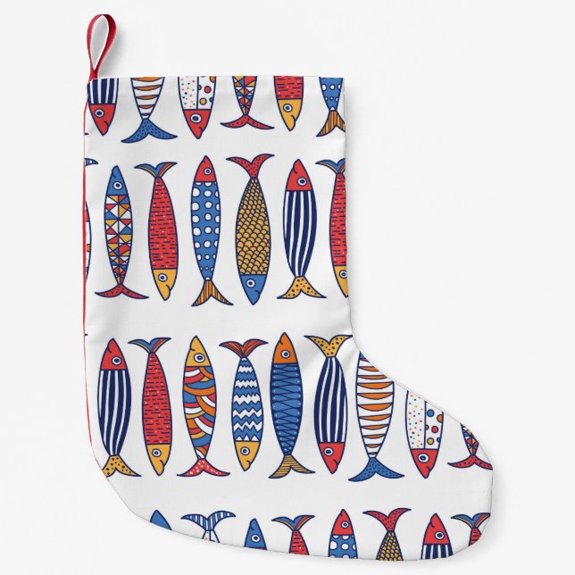 Niedlicher Fisch. Hintergrund für Kinder. Nahtlose Kleiner Weihnachtsstrumpf (Vorderseite)