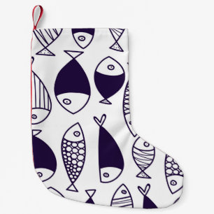 Niedlicher Fisch. Hintergrund für Kinder. Nahtlose Kleiner Weihnachtsstrumpf