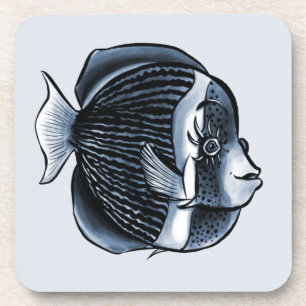 Niedlicher Fisch mit Augenbrauen Tropenfisch Getränkeuntersetzer