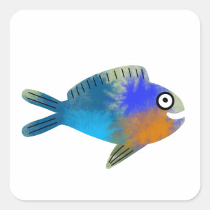 Niedlicher Fisch Quadratischer Aufkleber