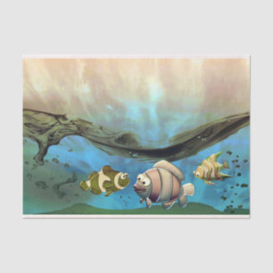 Niedlicher Fisch unter Wasser Seidenpapier