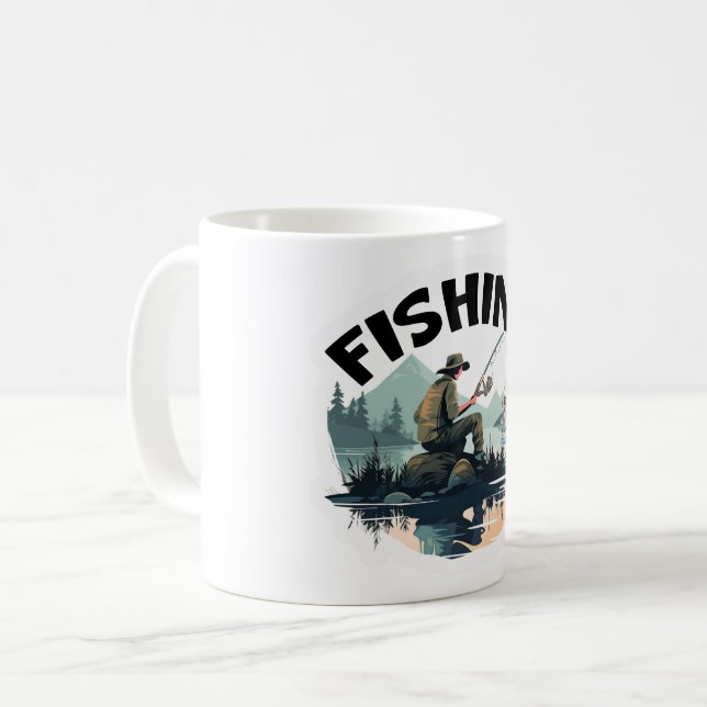 Niedlicher Fischfang Kaffeetasse (Vorderseite Links)