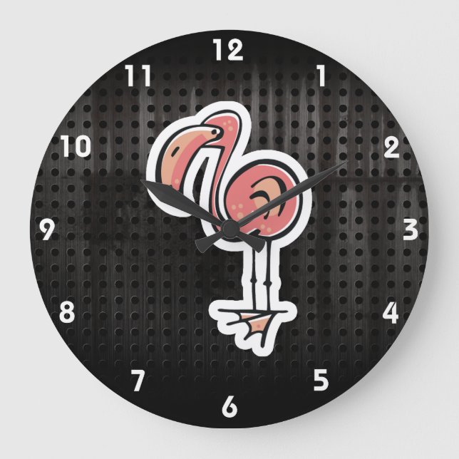 Niedlicher Flamingo; Cool Große Wanduhr (Vorderseite)