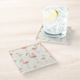 Niedlicher Flamingo Flock Glasuntersetzer