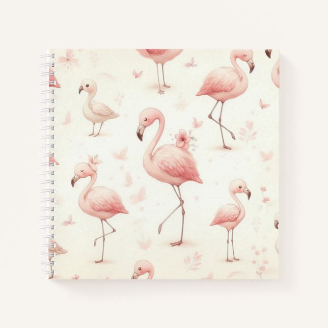 Niedlicher Flamingo Flock Notizbuch (Vorderseite)
