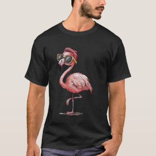 Niedlicher Flamingo in Sonnenbrille Retro Vintager T-Shirt