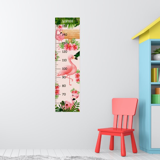 Niedlicher Flamingo mit floralem Hintergrund Poster (Kinderzimmer 1)