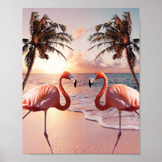 Niedlicher Flamingo Palm Tree Poster
