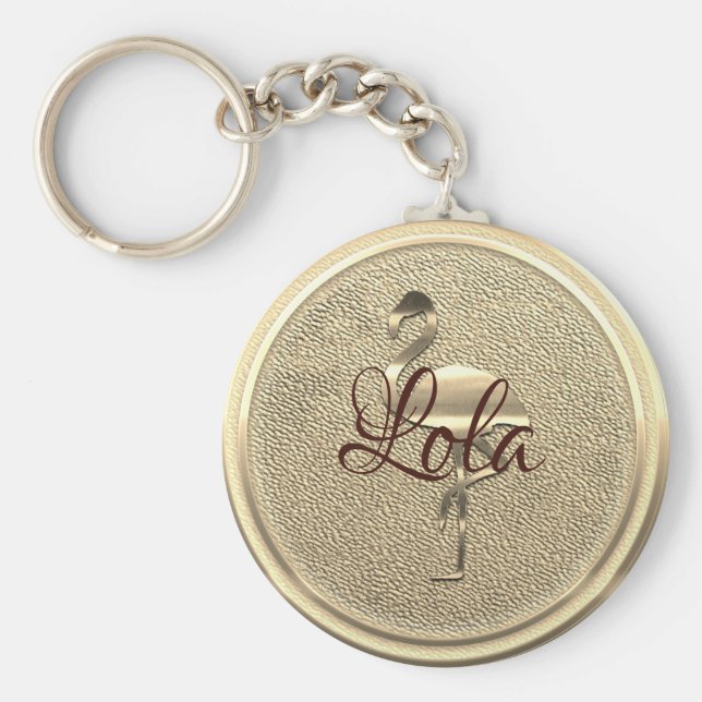 Niedlicher Flamingo-Text hinzufügen Schlüsselanhänger (Vorne)