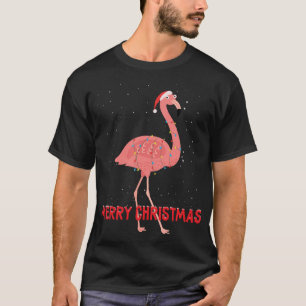 Niedlicher Flamingo Weihnachtsbaum Lichter T-Shirt