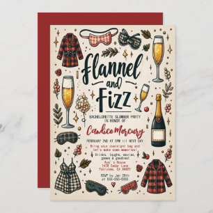 Niedlicher Flannel und Fizz Slumber Junggeselinnen Einladung