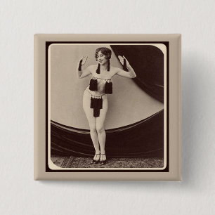 Niedlicher Flapper-Girl-Button aus den 1920er Jahr Button