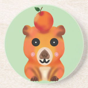 Niedlicher flauschiger Capybara mit Orange   Kawai Getränkeuntersetzer