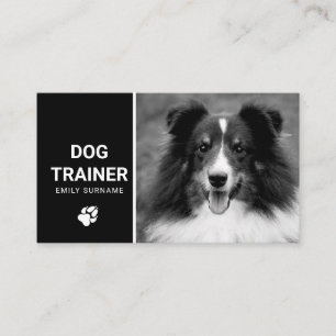 Niedlicher, flauschiger Hundetrainer Foto schwarz Visitenkarte