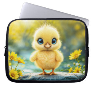 Niedlicher, flauschiger Küken mit großen Augen, st Laptopschutzhülle