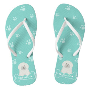 Niedlicher, flauschiger weißer Puppenhund Lover Mo Flip Flops