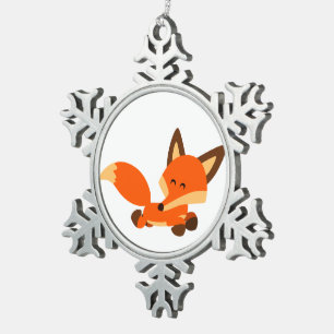 Niedlicher Fleet Cartoon Fox Pewter Ornament