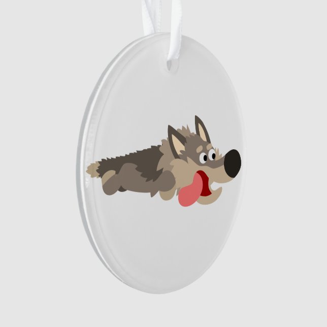 Niedlicher Fleet Cartoon Wolf Acrylschmuck Ornament (Vorderseite)