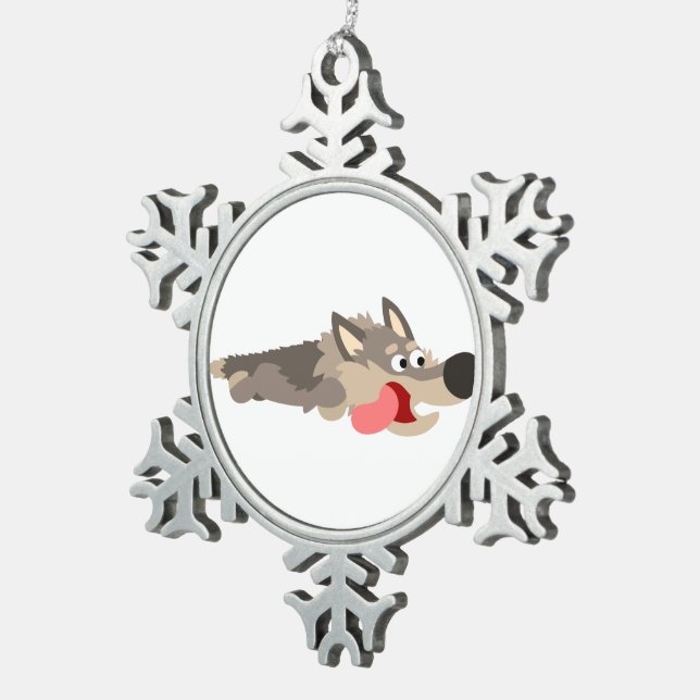 Niedlicher Fleet Cartoon Wolf Zinnschmuck Schneeflocken Zinn-Ornament (Rechts)