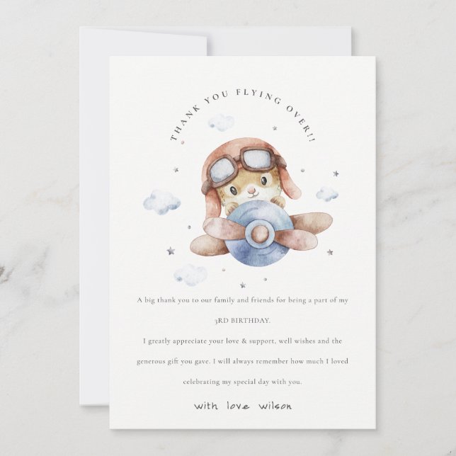 Niedlicher Fliegen über Rostnavy Flugzeug Teddy St Dankeskarte (Vorderseite)