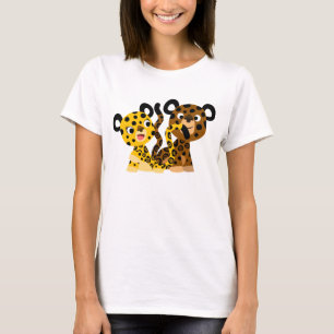 Niedlicher Flirtatisches Cartoon Jaguars Frauen T  T-Shirt