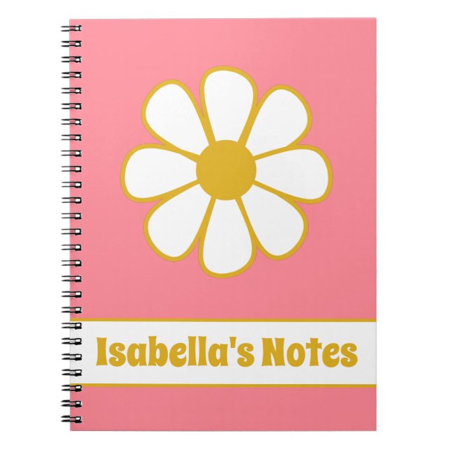 Niedlicher floral Daisy Single Retro Personalisier Notizblock (Vorderseite)