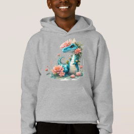 Niedlicher floraler Dinosaurier Hoodie