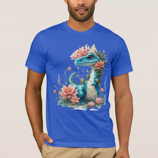 Niedlicher floraler Dinosaurier T-Shirt (Vorderseite)