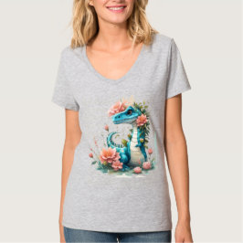 Niedlicher floraler Dinosaurier T-Shirt