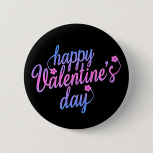 Niedlicher floraler Happy Valentinstag  Button