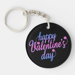 Niedlicher floraler Happy Valentinstag  Schlüssel Schlüsselanhänger