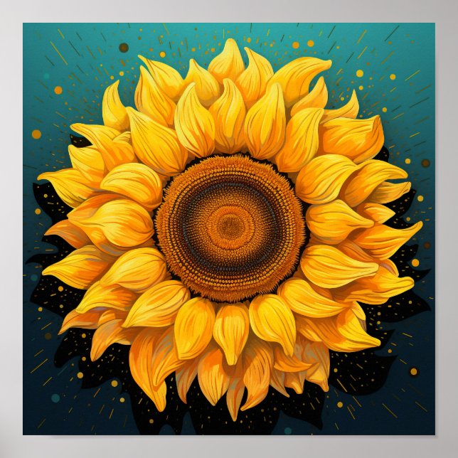 Niedlicher florierender Garten 3D Lover Sonnenblum Poster (Vorne)