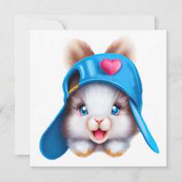 Niedlicher Fluffy Hiphop Baby Bunny mit einem Blue Feiertagskarte