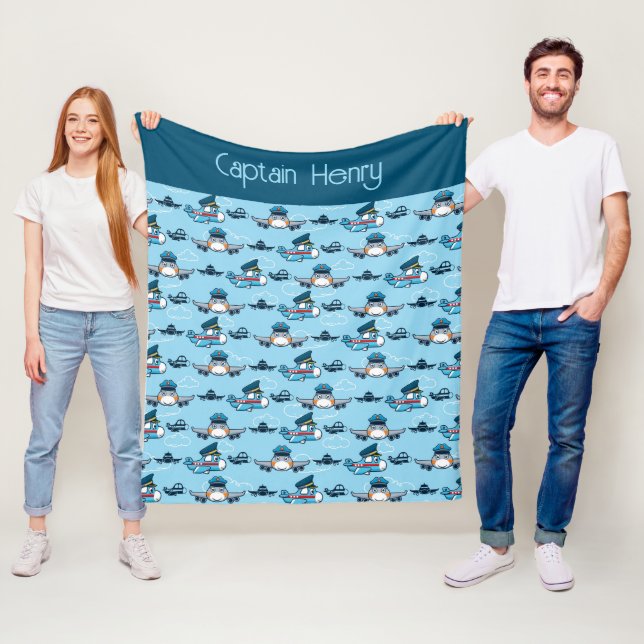 Niedlicher Flugzeugpilot Fleecedecke (Beispiel)