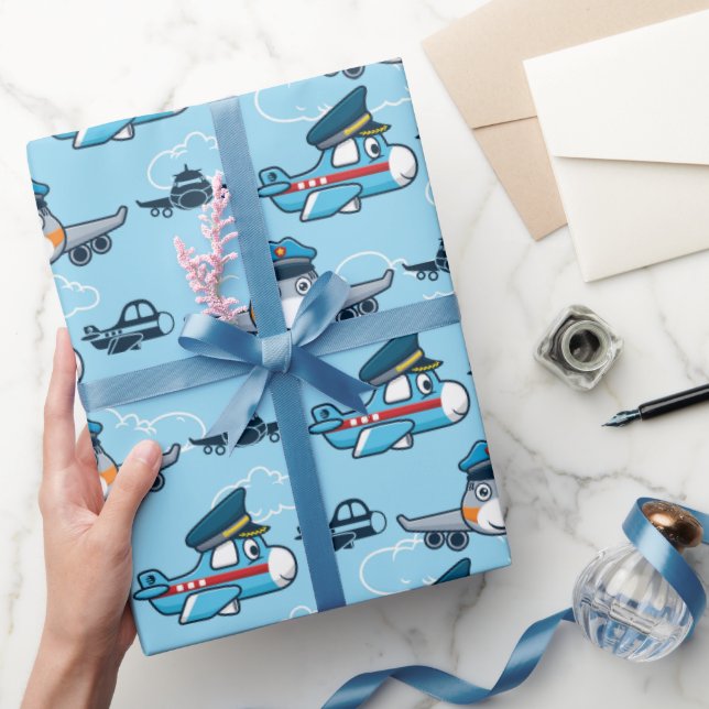Niedlicher Flugzeugpilot Geschenkpapier (Schenken)