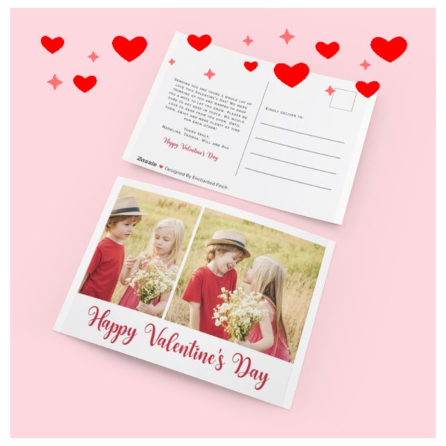 Niedlicher Foto Valentinstag Brush-Skript Postkarte (Von Creator hochgeladen)