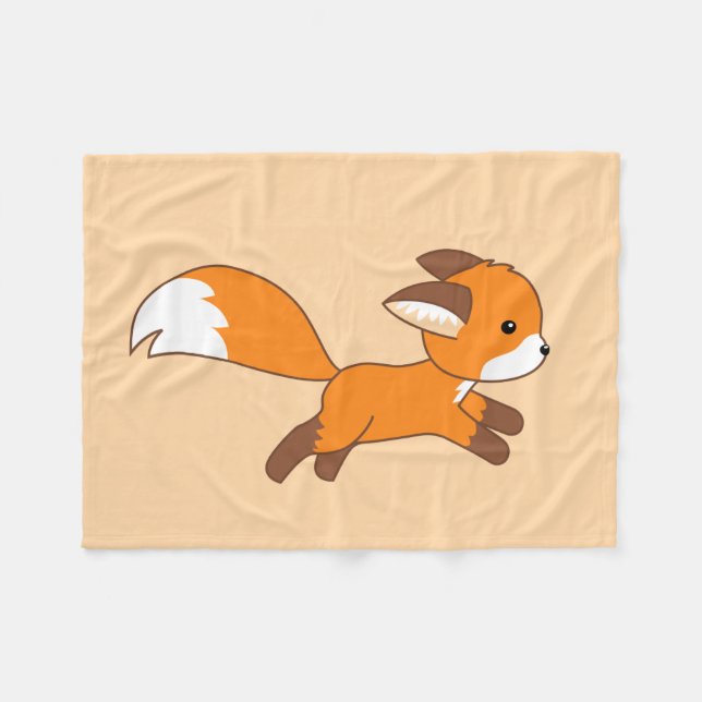 Niedlicher Fox auf Creme Fleecedecke (Vorderseite (Horizontal))