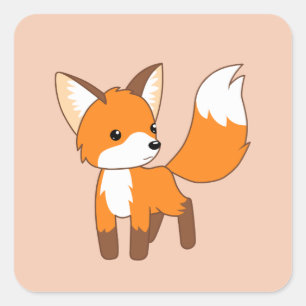 Niedlicher Fox auf Peach Quadratischer Aufkleber