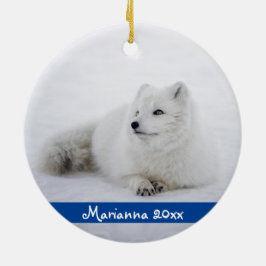 Niedlicher Fox aus der Arktis in Schnee Keramik Or Ornament