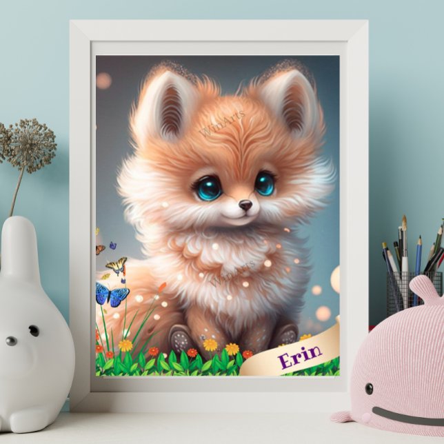 Niedlicher Fox im Garten der Blume Personalisierte Poster (Von Creator hochgeladen)