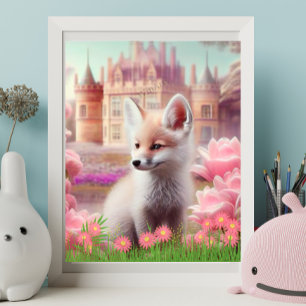 Niedlicher Fox im Garten Märchenschloss Kinderzimm Poster
