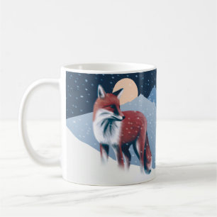 Niedlicher Fox in der Winterschneeillustration Kaffeetasse