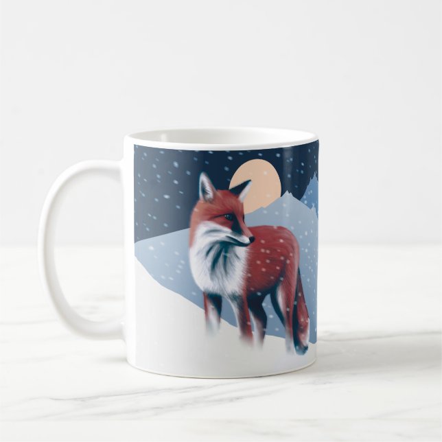 Niedlicher Fox in der Winterschneeillustration Kaffeetasse (Links)