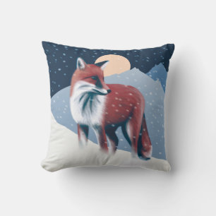 Niedlicher Fox in der Winterschneeillustration Kissen
