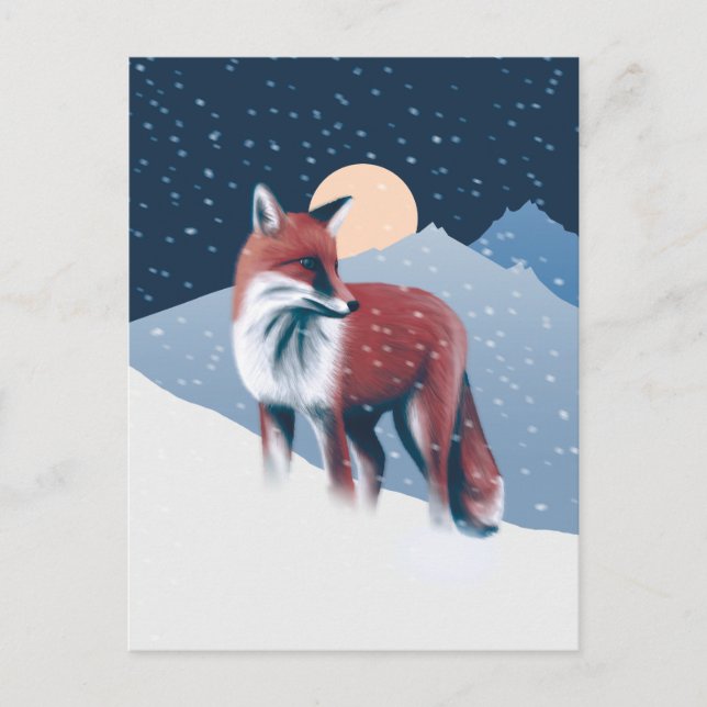 Niedlicher Fox in der Winterschneeillustration Postkarte (Vorderseite)