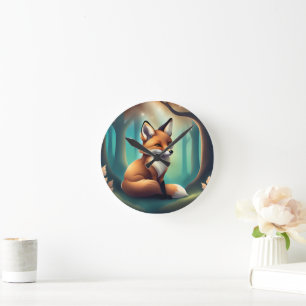 Niedlicher Fox-Kinderzimmer Runde Wanduhr