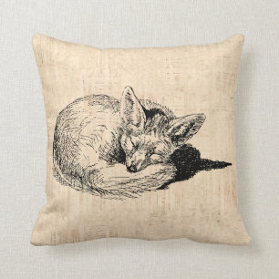 Niedlicher Fox mit Beige Script Hintergrund Vintag Kissen
