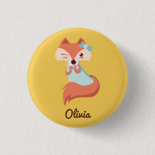 NIEDLICHER FOX MIT BLUE BOW HINZUFÜGEN IHREN NAMEN BUTTON